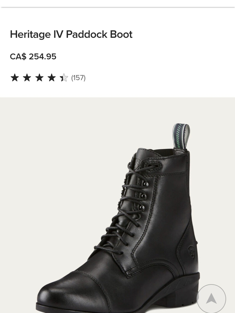 Ariat Women's Black Lace-Up Heritage  Paddock Boots